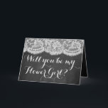 Ben je mijn Bloemenmeisje? Chalkboard en kant<br><div class="desc">Ben je mijn Bloemenmeisje? Chalkboard en kant Kaarten</div>