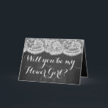 Ben je mijn Bloemenmeisje? Chalkboard en kant<br><div class="desc">Ben je mijn Bloemenmeisje? Chalkboard en kant Kaarten</div>