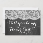 Ben je mijn Bloemenmeisje? Chalkboard en kant Kaart (Voorkant)