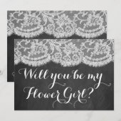 Ben je mijn Bloemenmeisje? Chalkboard en kant Kaart (Voorkant / Achterkant)