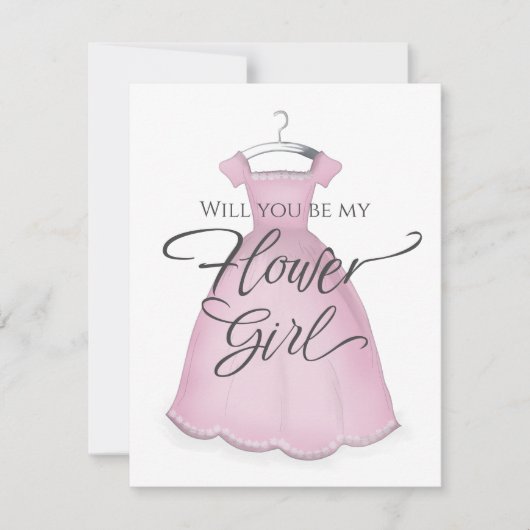 Ben je mijn Bloemenmeisje Cute Pink Dress? Kaart (Voorkant)