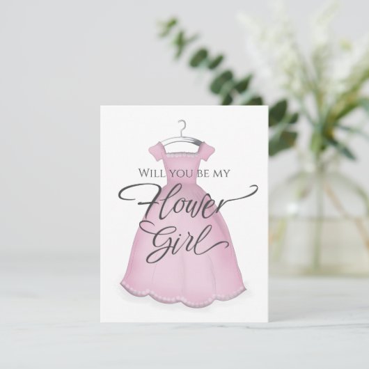 Ben je mijn Bloemenmeisje Cute  Pink Dress? Kaart (Staand voorkant)