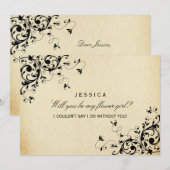 Ben je mijn Bloemenmeisje? Elegant  Swirl Kaart (Voorkant / Achterkant)