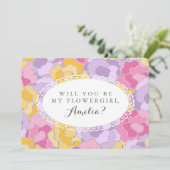 "Ben je mijn Bloemenmeisje?" Floral Uitnodiging (Staand voorkant)