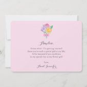 "Ben je mijn Bloemenmeisje?" Floral Uitnodiging (Achterkant)