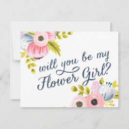 BEN JE MIJN BLOEMENMEISJE? handbeschilderde kaart