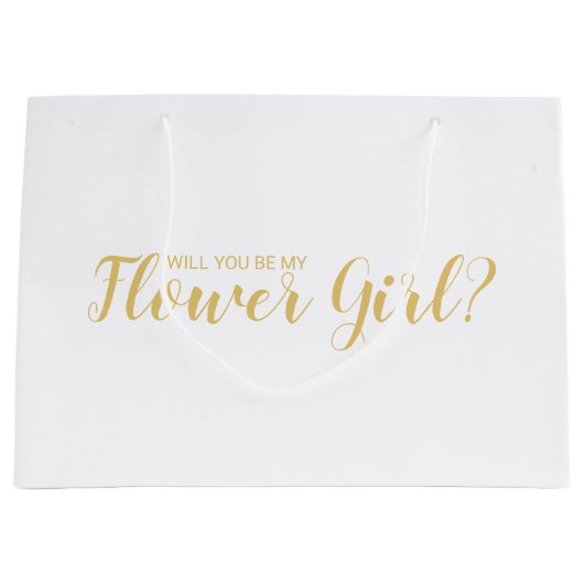 Ben je mijn Bloemenmeisje? Modern Script Gold Groot Cadeauzakje (Voorkant)