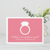 Ben je mijn Bloemenmeisje? Roze Ring Kaart (Staand voorkant)