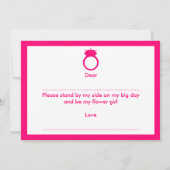 Ben je mijn Bloemenmeisje? Roze Ring Kaart (Achterkant)