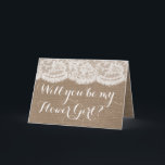 Ben je mijn Bloemenmeisje? Rustic Burlap & Lace<br><div class="desc">Ben je mijn Bloemenmeisje? Kaarten voor gebrande puree en kant</div>