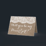 Ben je mijn Bloemenmeisje? Rustic Burlap & Lace<br><div class="desc">Ben je mijn Bloemenmeisje? Kaarten voor gebrande puree en kant</div>