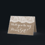 Ben je mijn Bloemenmeisje? Rustic Burlap & Lace<br><div class="desc">Ben je mijn Bloemenmeisje? Kaarten voor gebrande puree en kant</div>