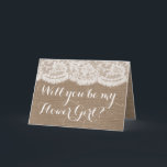 Ben je mijn Bloemenmeisje? Rustic Burlap & Lace<br><div class="desc">Ben je mijn Bloemenmeisje? Kaarten voor gebrande puree en kant</div>