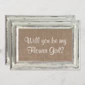 Ben je mijn Bloemenmeisje? Rustisch wit Lijst Kaart (Voorkant / Achterkant)