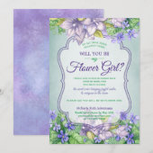 Ben je mijn Bloemenmeisje Spring Wedding Violet? Kaart (Voorkant / Achterkant)