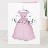 Ben je mijn Bloemenmeisje Weddenroze Dress Cute? Kaart (Voorkant)