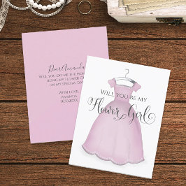 Ben je mijn Bloemenmeisje Weddenschap Cute Pink Dr Kaart