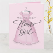 Ben je mijn Bloemenmeisje Weddenschap Cute Pink Dr Kaart (Gele Bloem)