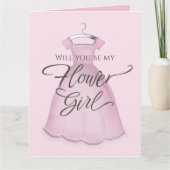 Ben je mijn Bloemenmeisje Weddenschap Cute Pink Dr Kaart (Voorkant)