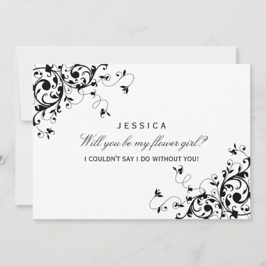 Ben je mijn Bloemenmeisje? Zwart-witzwitjes Kaart (Voorkant)