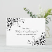 Ben je mijn Bloemenmeisje? Zwart-witzwitjes Kaart (Staand voorkant)