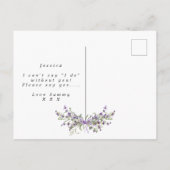 ben je mijn bloemmeisje boho lavender floral aankondigingskaart (Achterkant)