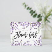 ben je mijn bloemmeisje boho lavender floral aankondigingskaart (Staand voorkant)