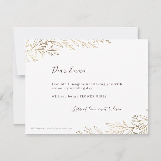 Ben je mijn bloemmeisje goudbotanisch met een goud kaart (Achterkant)