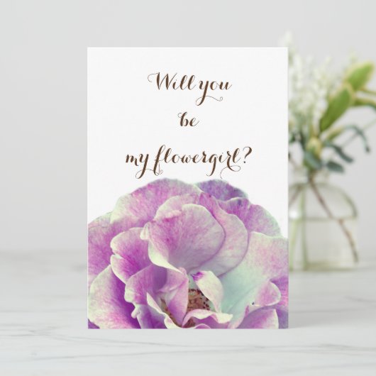 Ben je mijn bloemmeisje Pink Rose? Kaart (Staand voorkant)