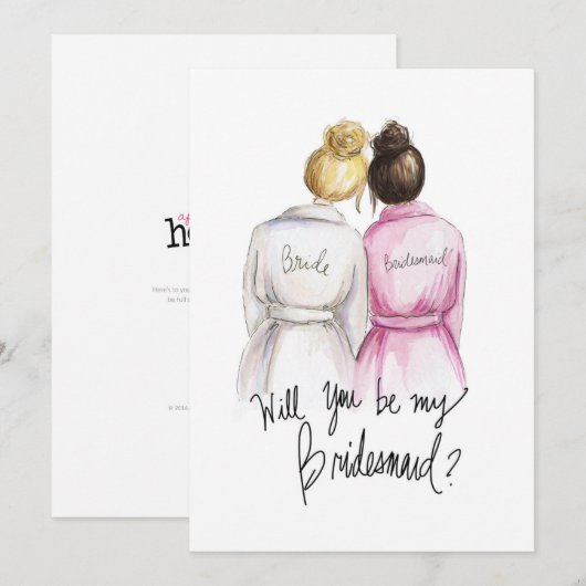 Ben je mijn BM? Bl Bun Bride Dk Br Bun Maid Bedankkaart (Voorkant / Achterkant)