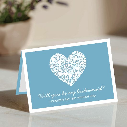 Ben je mijn Bridesmaid? Blue Heart Kaart