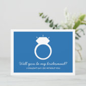 Ben je mijn Bridesmaid? Blue Ring Kaart (Staand voorkant)