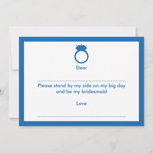 Ben je mijn Bridesmaid? Blue Ring Kaart (Achterkant)