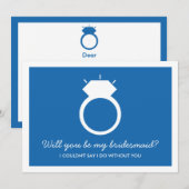 Ben je mijn Bridesmaid? Blue Ring Kaart (Voorkant / Achterkant)