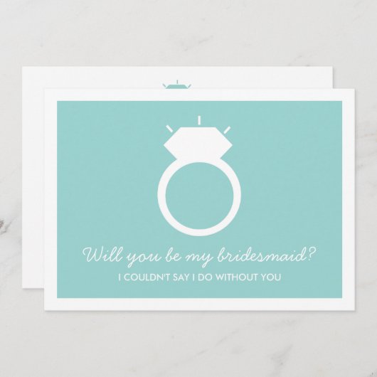 Ben je mijn Bridesmaid? Blue Ring Kaart (Voorkant / Achterkant)