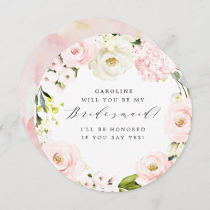 Ben je mijn Bridesmaid? Blush Floral Card Kaart
