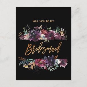 Ben je mijn Bridesmaid Burgundy Marsala Floral? Uitnodiging Briefkaart