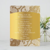 Ben je mijn Bridesmaid?  Burlap en Lace Kaart (Staand voorkant)