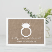 Ben je mijn Bridesmaid? Burlap Ring Kaart (Staand voorkant)