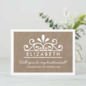 Ben je mijn Bridesmaid? Burlap Tiara Kaart (Staand voorkant)