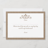 Ben je mijn Bridesmaid? Burlap Tiara Kaart (Achterkant)