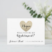 Ben je mijn Bridesmaid Card-Glitter Heart's Fab? Kaart (Staand voorkant)