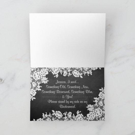 Ben je mijn Bridesmaid? Chalkboard en kant (Binnen)