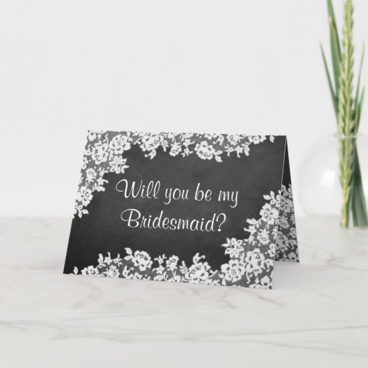 Ben je mijn Bridesmaid? Chalkboard en kant (Voorkant)
