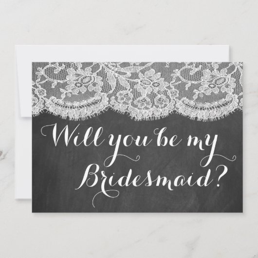 Ben je mijn Bridesmaid? Chalkboard en kant Kaart (Voorkant)