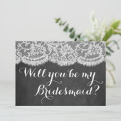 Ben je mijn Bridesmaid? Chalkboard en kant Kaart (Staand voorkant)