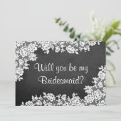 Ben je mijn Bridesmaid? Chalkboard en kant Kaart (Staand voorkant)