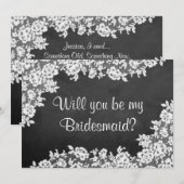 Ben je mijn Bridesmaid? Chalkboard en kant Kaart (Voorkant / Achterkant)
