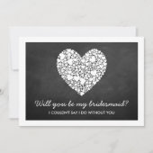 Ben je mijn Bridesmaid? Chalkboard Heart Kaart (Voorkant)