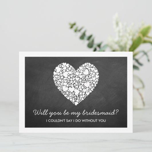 Ben je mijn Bridesmaid? Chalkboard Heart Kaart (Staand voorkant)